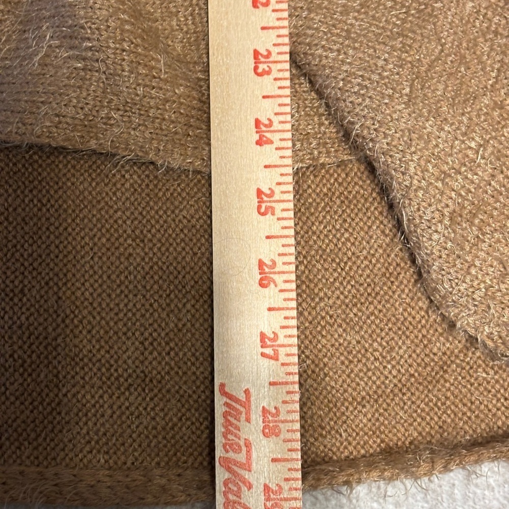 Kye Mi Fuzzy Open Front Cardigan Sweater Tan Medium Soft Cozy - Picture 4 of 9